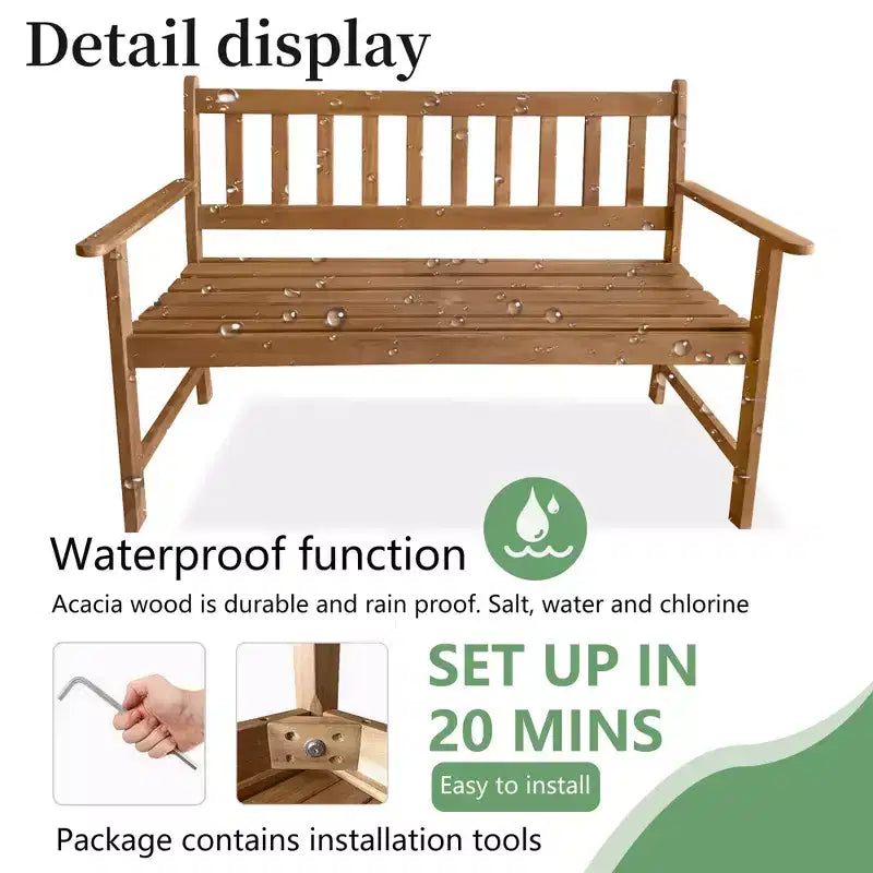 FDW Mobilier de jardin Banc de jardin Banc de parc en bois d'acacia pour piscine plage jardin arrière balcon porche terrasse, huilé naturel (Nature)