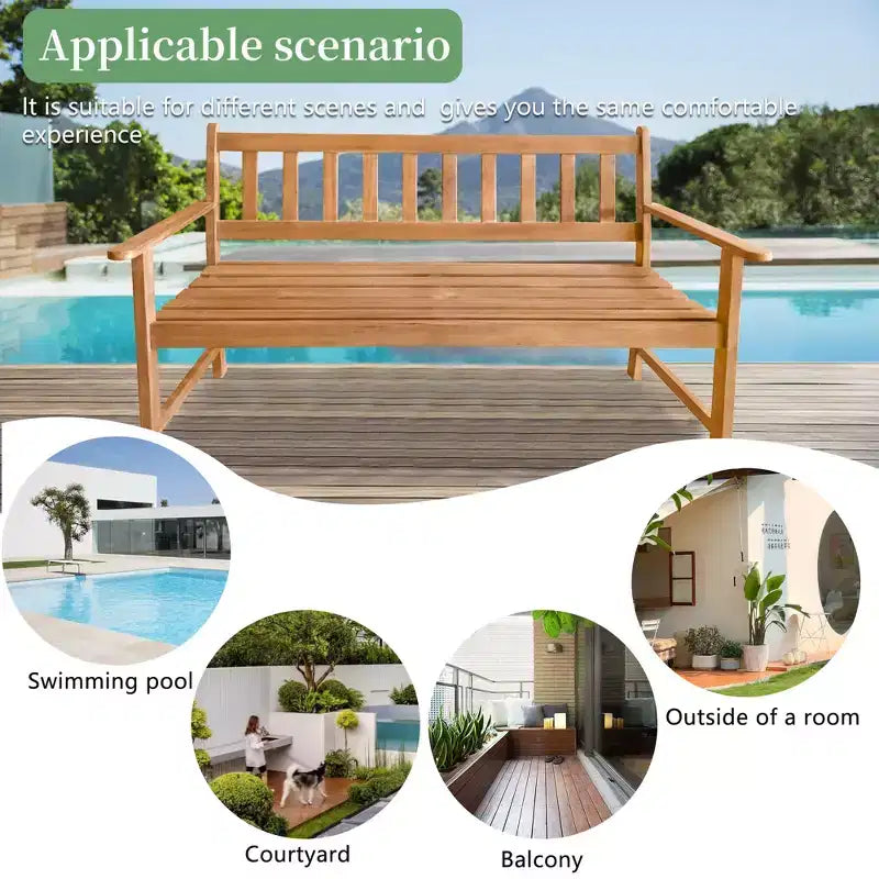 FDW Mobilier de jardin Banc de jardin Banc de parc en bois d'acacia pour piscine plage jardin arrière balcon porche terrasse, huilé naturel (Nature)