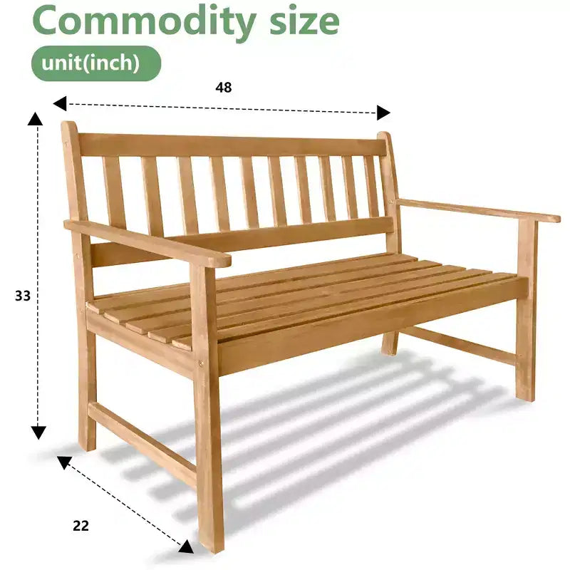 FDW Mobilier de jardin Banc de jardin Banc de parc en bois d'acacia pour piscine plage jardin arrière balcon porche terrasse, huilé naturel (Nature)