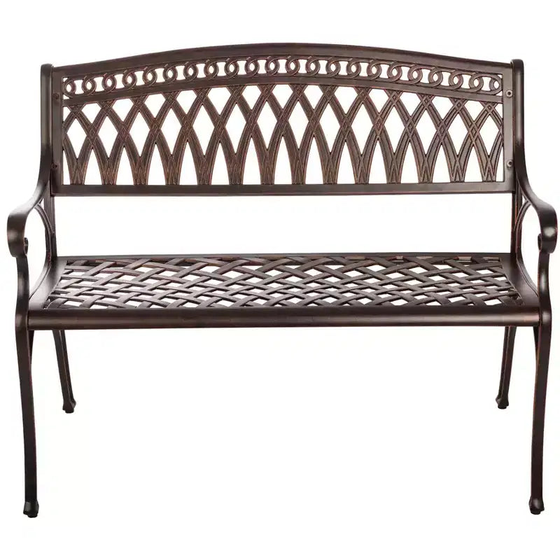Banc de patio extérieur Balkene Home Simone en aluminium moulé - Construction robuste en aluminium antirouille - Fini bronze antique