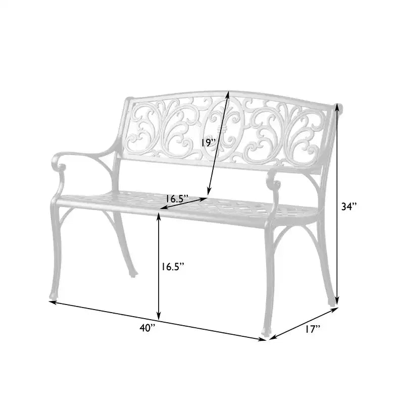 Banc d'extérieur Balkene Home Decatur en aluminium moulé - Construction robuste en aluminium antirouille - Finition bronze antique