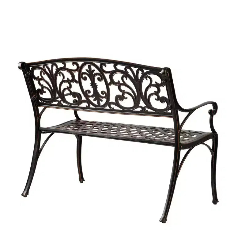 Banc d'extérieur Balkene Home Decatur en aluminium moulé - Construction robuste en aluminium antirouille - Finition bronze antique
