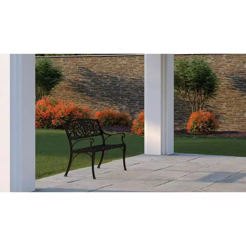Banc d'extérieur Balkene Home Decatur en aluminium moulé - Construction robuste en aluminium antirouille - Finition bronze antique