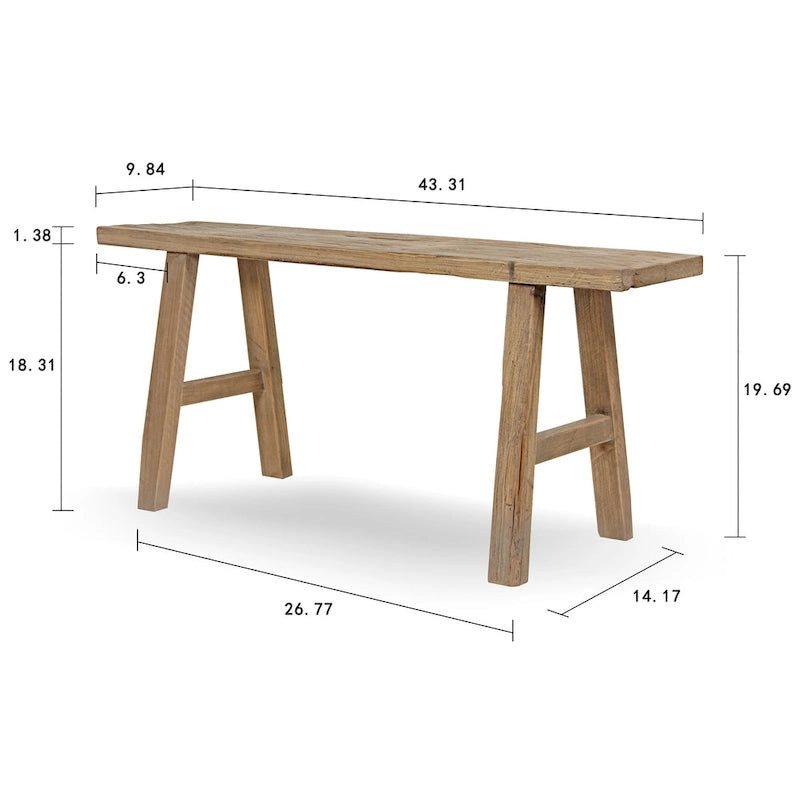 Banc Elmwood Artissance 43 po long x 10 po large, bois naturel - 9'6 x 12'11