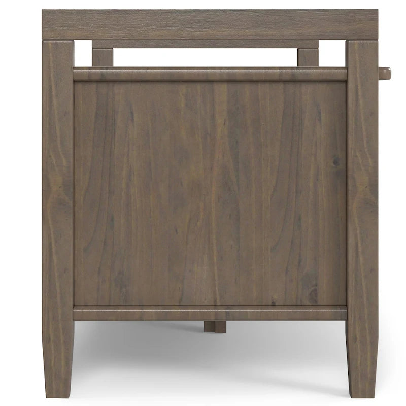 Banc de rangement d'entrée de style transitionnel en BOIS MASSIF Cantina WYNDENHALL, largeur 44 pouces, brun fumé - 18 p x 44 l x 19,8 h
