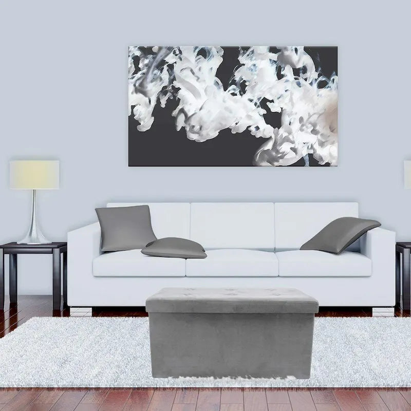 Sorbus Banc de rangement coffre en similicuir contemporain (petite suédine, gris)
