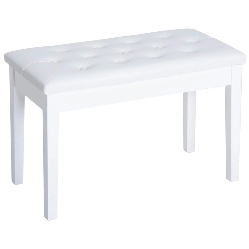 Banc de piano 2 places rembourré en similicuir en bouleau HOMCOM de style campagnard traditionnel - Blanc