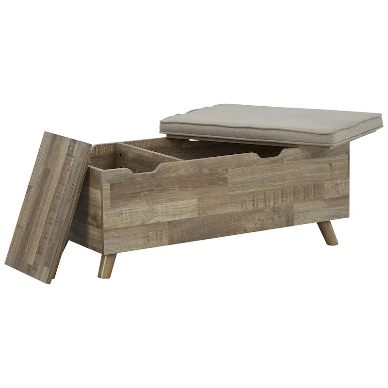 Banc de rangement Gerdanet beige/marron – 38 larg. x 18 prof. x 16 haut.