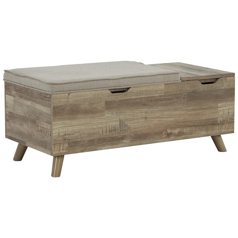 Banc de rangement Gerdanet beige/marron – 38 larg. x 18 prof. x 16 haut.