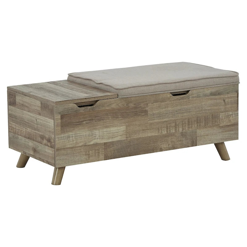Banc de rangement Gerdanet beige/marron – 38 larg. x 18 prof. x 16 haut.