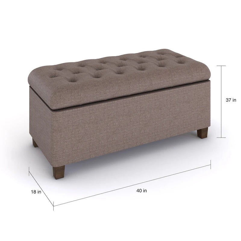 Banc de rangement capitonné marron Charenton Porch & Den