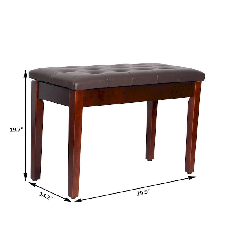 HomCom Banc de piano double/duo rembourré en similicuir avec rangement pour partitions - 34 x 74 x 50 cm