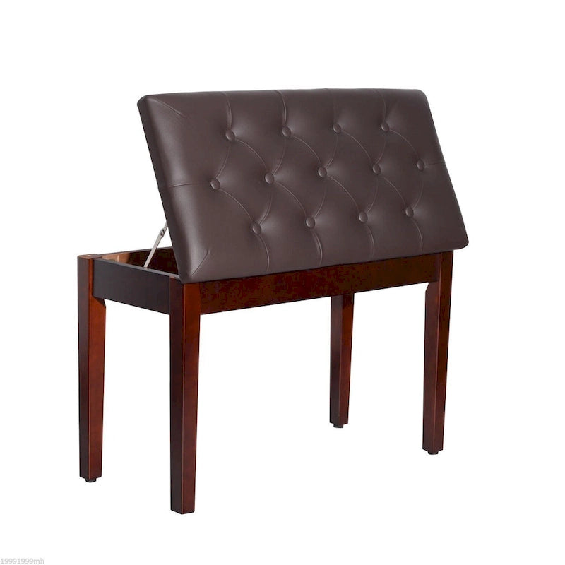HomCom Banc de piano double/duo rembourré en similicuir avec rangement pour partitions - 34 x 74 x 50 cm