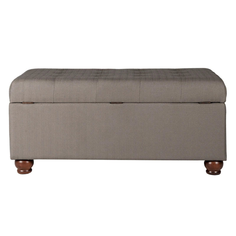 Banc de rangement capitonné gris Sororia Copper Grove