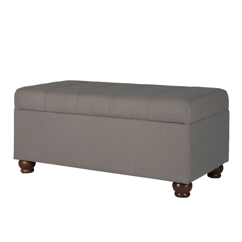 Banc de rangement capitonné gris Sororia Copper Grove