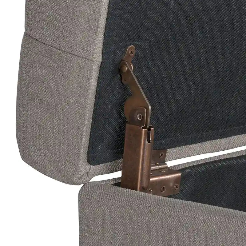 Banc de rangement capitonné gris Sororia Copper Grove