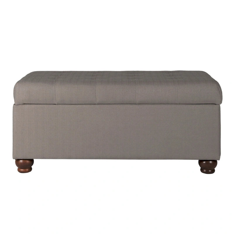 Banc de rangement capitonné gris Sororia Copper Grove