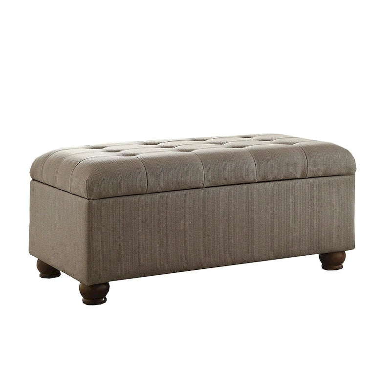 Banc de rangement capitonné gris Sororia Copper Grove