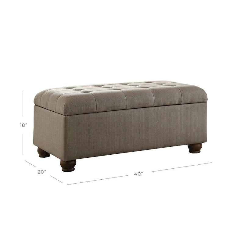 Banc de rangement capitonné gris Sororia Copper Grove