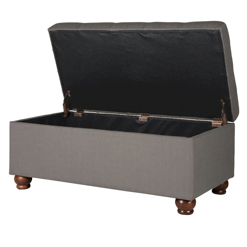 Banc de rangement capitonné gris Sororia Copper Grove