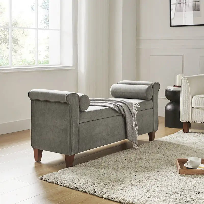 Banc de rangement traditionnel large Rita 54.3 avec 2 oreillers de HULALA HOME