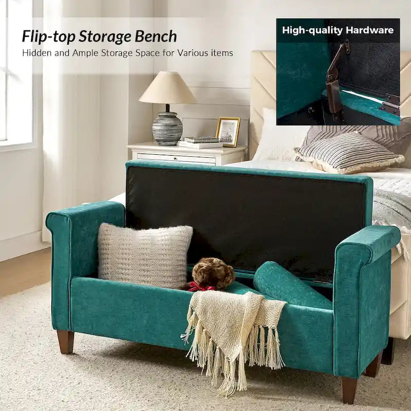 Banc de rangement traditionnel large Rita 54.3 avec 2 oreillers de HULALA HOME