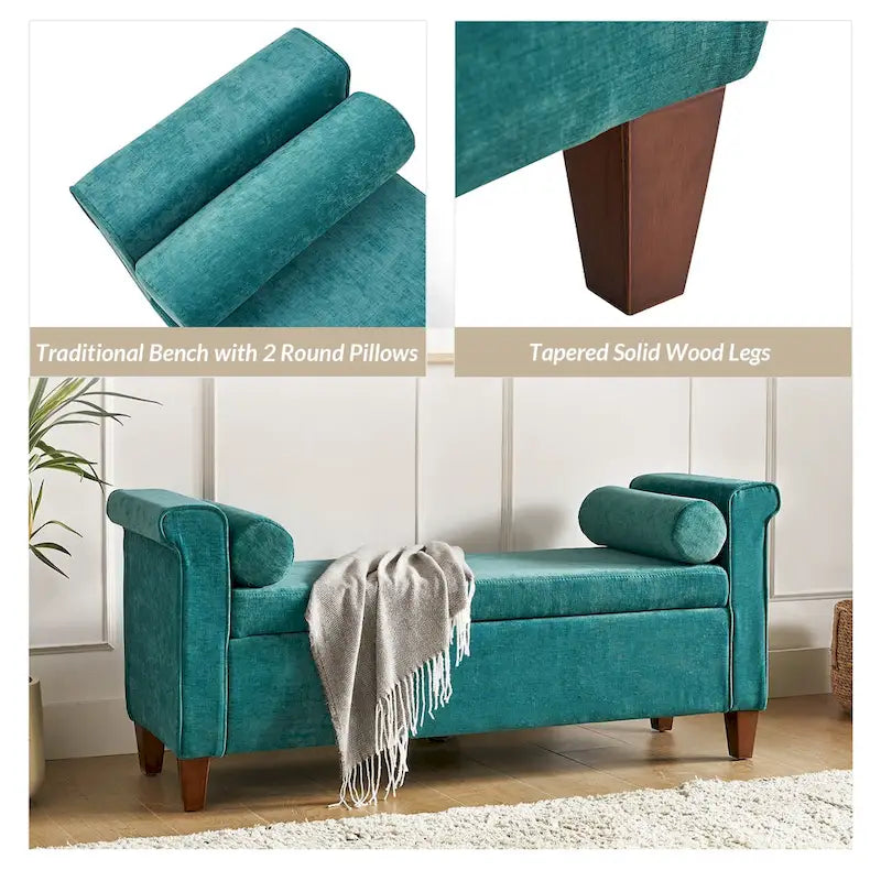 Banc de rangement traditionnel large Rita 54.3 avec 2 oreillers de HULALA HOME