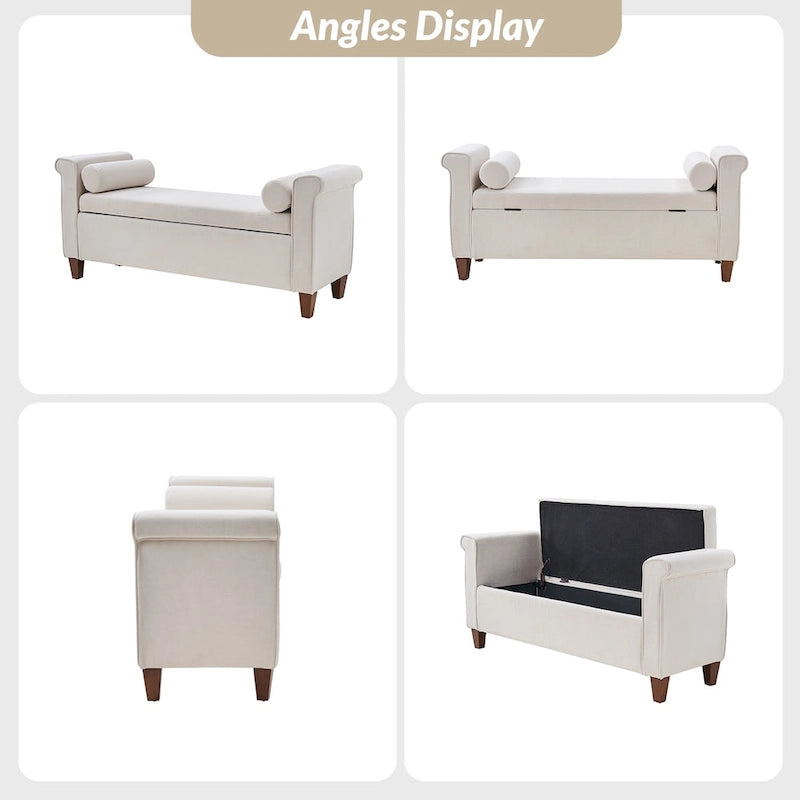 Banc de rangement traditionnel large Rita 54.3 avec 2 oreillers de HULALA HOME
