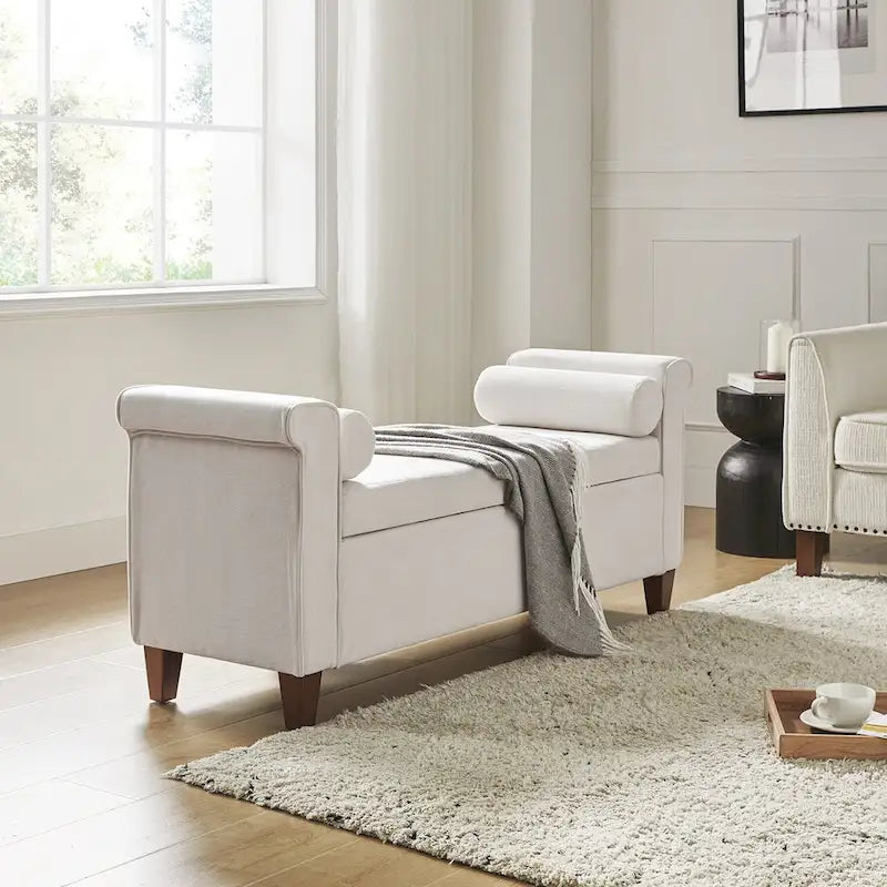 Banc de rangement traditionnel large Rita 54.3 avec 2 oreillers de HULALA HOME