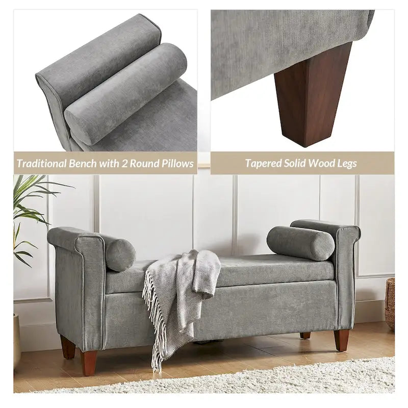 Banc de rangement traditionnel large Rita 54.3 avec 2 oreillers de HULALA HOME