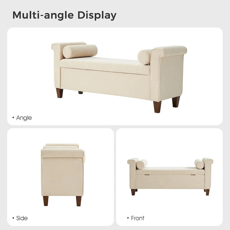 Banc de rangement traditionnel large Rita 54.3 avec 2 oreillers de HULALA HOME
