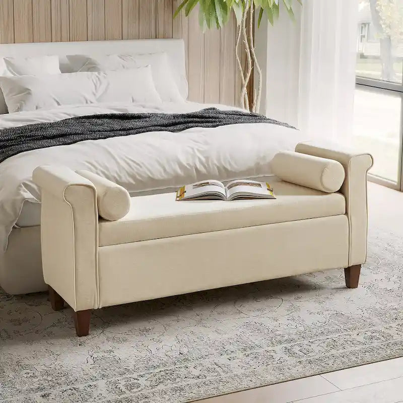 Banc de rangement traditionnel large Rita 54.3 avec 2 oreillers de HULALA HOME