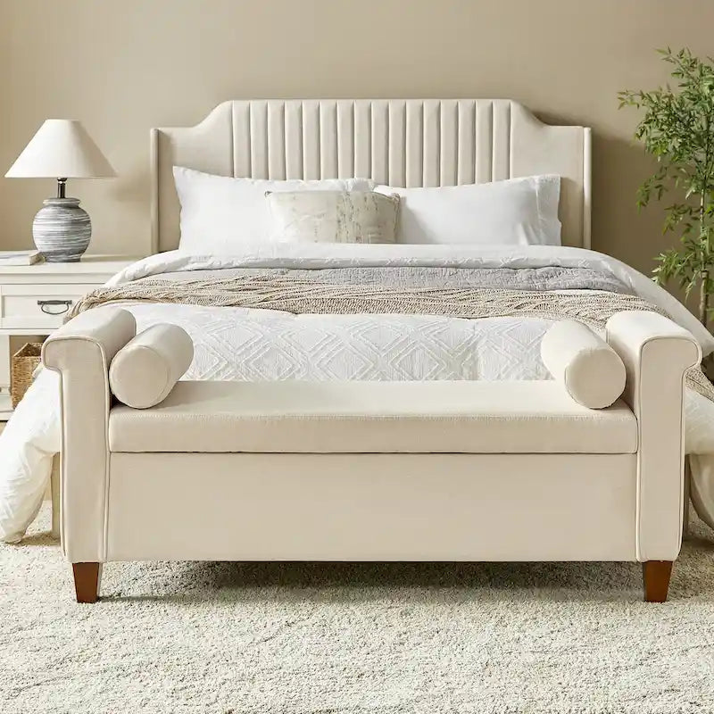 Banc de rangement traditionnel large Rita 54.3 avec 2 oreillers de HULALA HOME