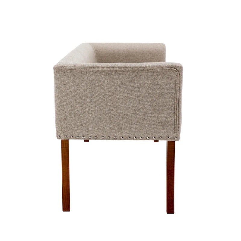 Banc rembourré Porthos Home Nevis en tissu avec pieds en bois d'hévéa