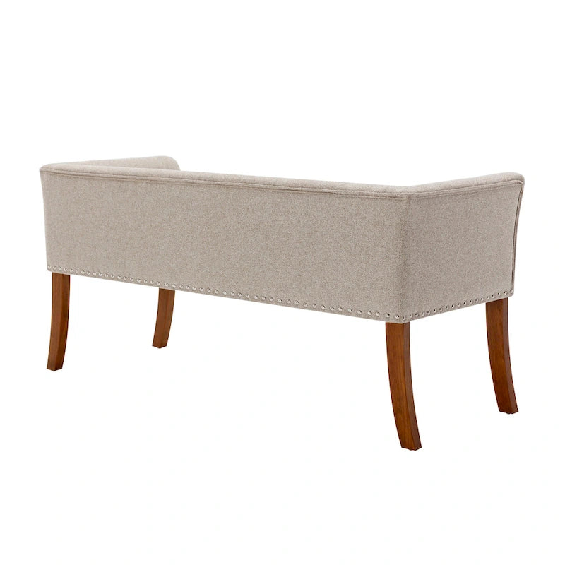 Banc rembourré Porthos Home Nevis en tissu avec pieds en bois d'hévéa
