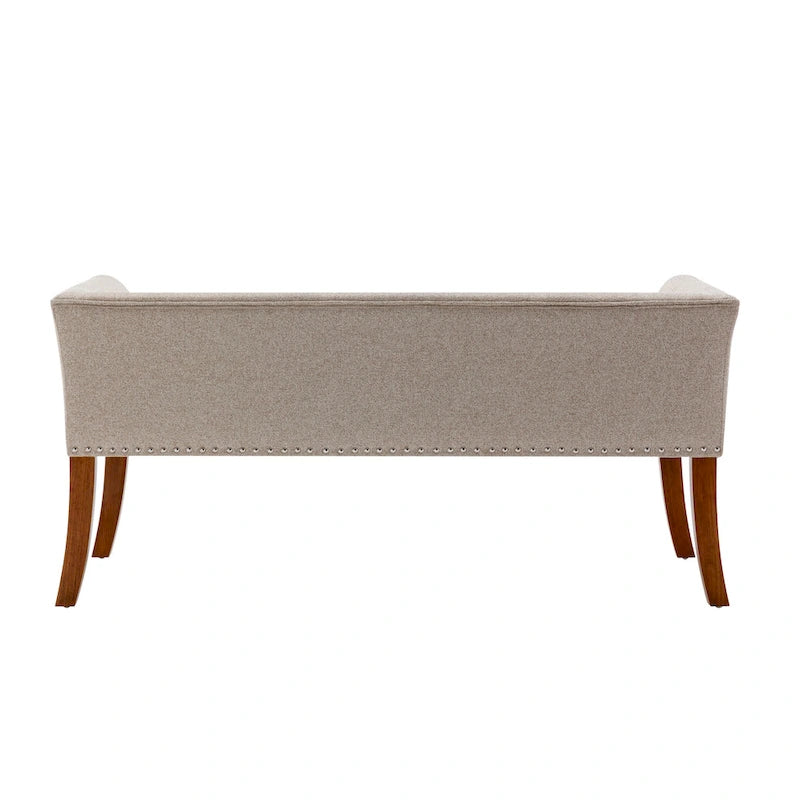 Banc rembourré Porthos Home Nevis en tissu avec pieds en bois d'hévéa