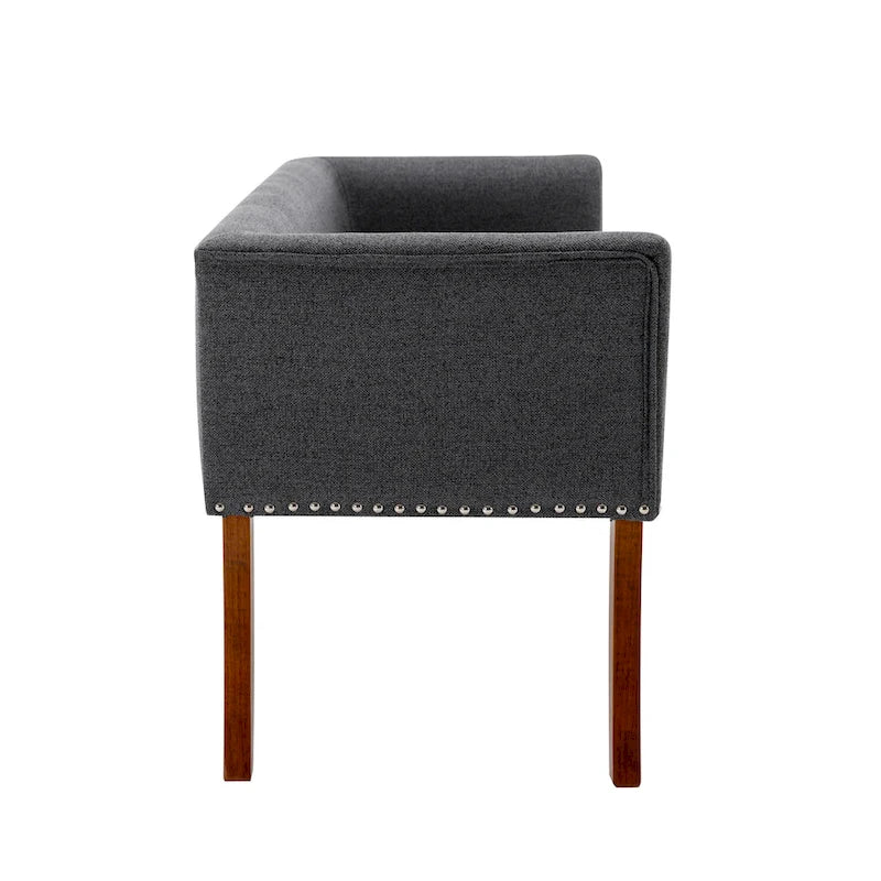 Banc rembourré Porthos Home Nevis en tissu avec pieds en bois d'hévéa