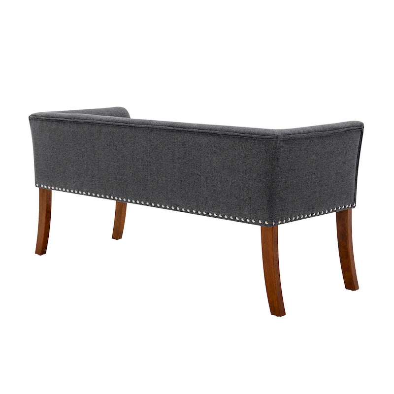 Banc rembourré Porthos Home Nevis en tissu avec pieds en bois d'hévéa