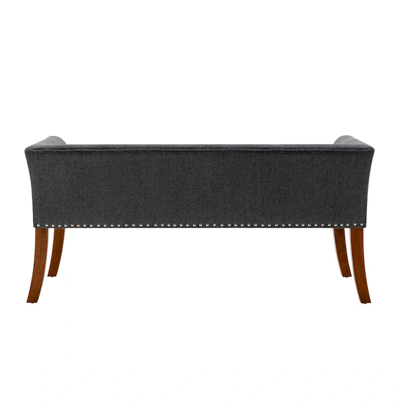Banc rembourré Porthos Home Nevis en tissu avec pieds en bois d'hévéa