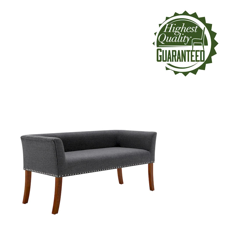Banc rembourré Porthos Home Nevis en tissu avec pieds en bois d'hévéa