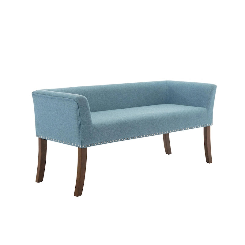 Banc rembourré Porthos Home Nevis en tissu avec pieds en bois d'hévéa