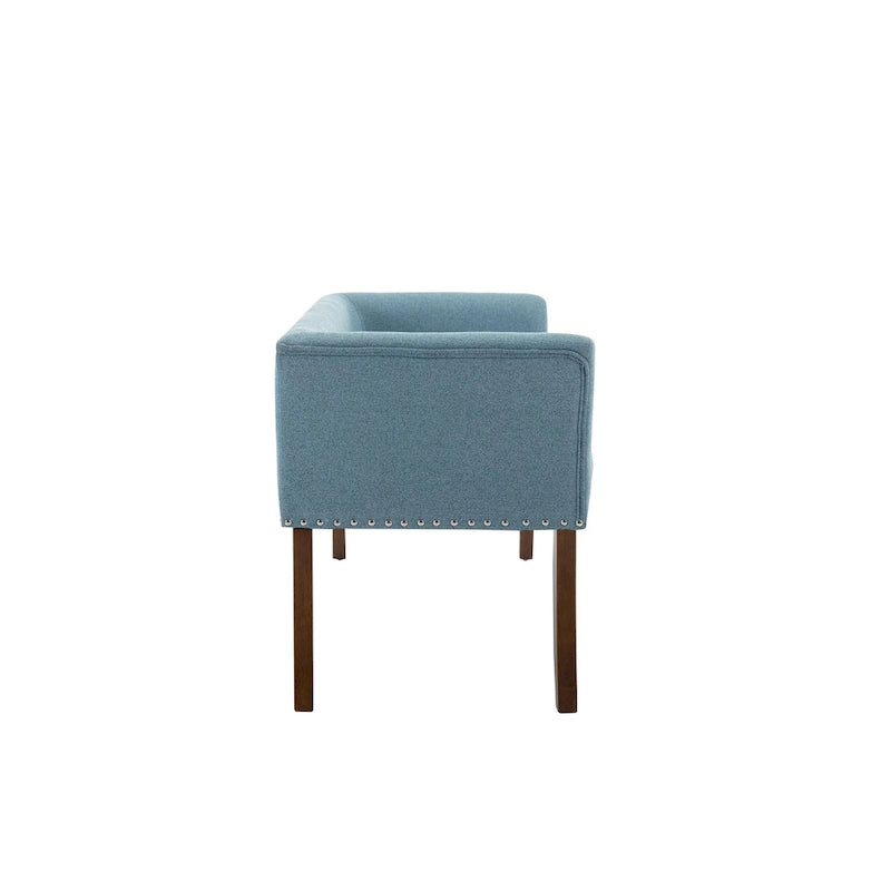 Banc rembourré Porthos Home Nevis en tissu avec pieds en bois d'hévéa