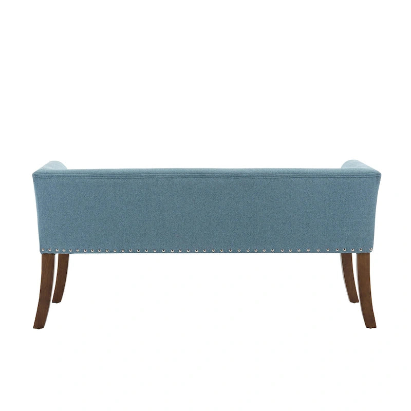 Banc rembourré Porthos Home Nevis en tissu avec pieds en bois d'hévéa