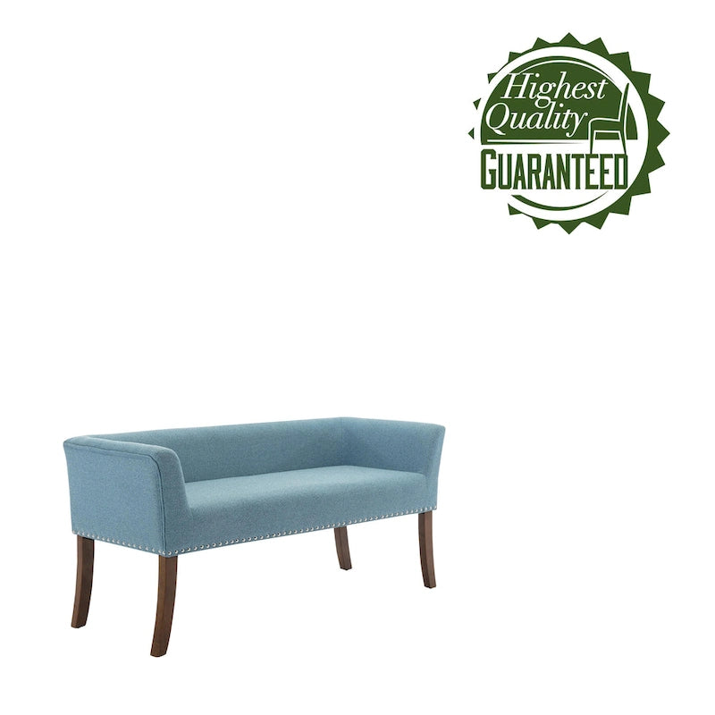 Banc rembourré Porthos Home Nevis en tissu avec pieds en bois d'hévéa