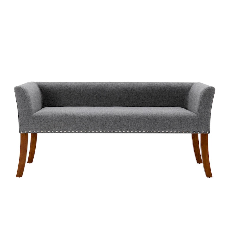 Banc rembourré Porthos Home Nevis en tissu avec pieds en bois d'hévéa