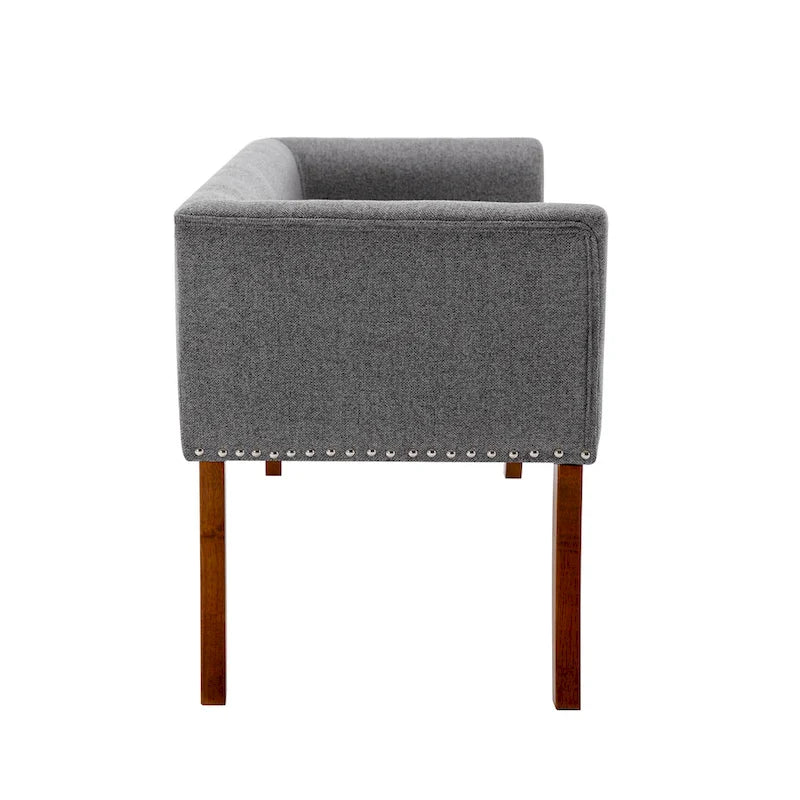 Banc rembourré Porthos Home Nevis en tissu avec pieds en bois d'hévéa