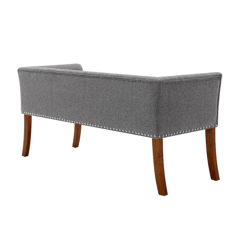 Banc rembourré Porthos Home Nevis en tissu avec pieds en bois d'hévéa
