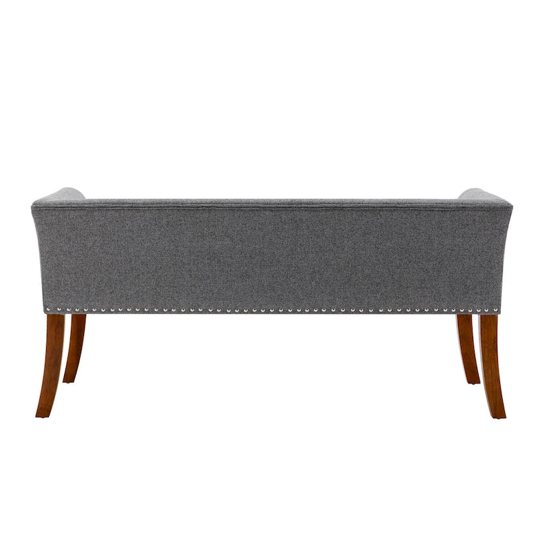 Banc rembourré Porthos Home Nevis en tissu avec pieds en bois d'hévéa