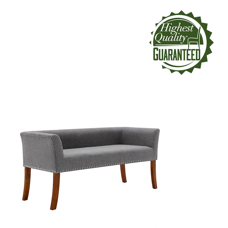 Banc rembourré Porthos Home Nevis en tissu avec pieds en bois d'hévéa