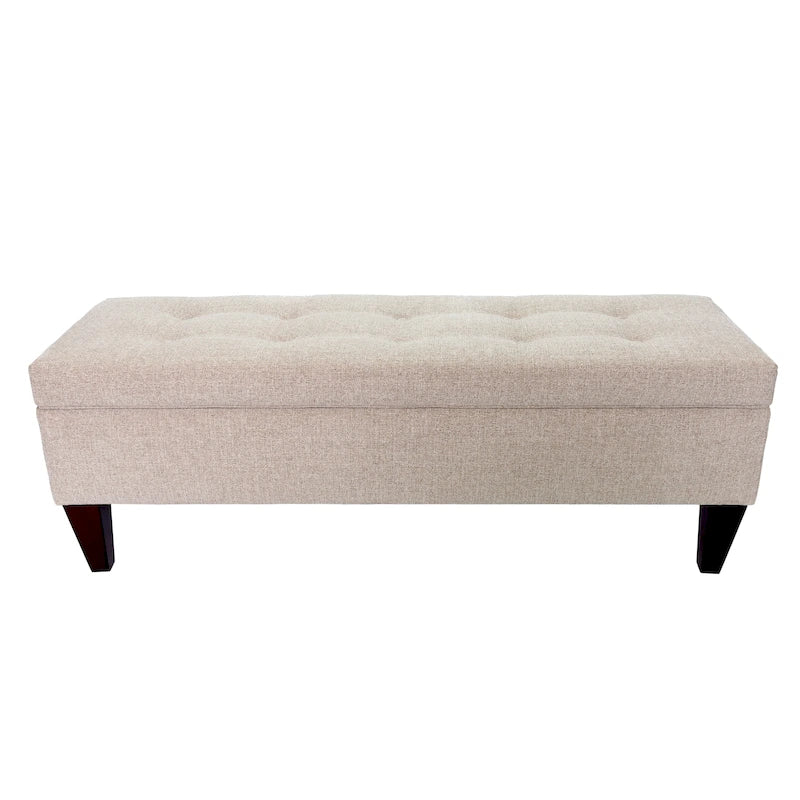Banc de rangement long capitonné en tissu et bois Brooke NOVA